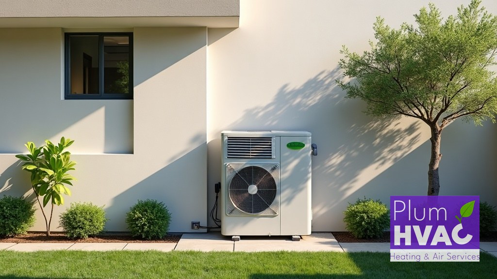 Modern electric heat pump installed beside a Bay Area home
